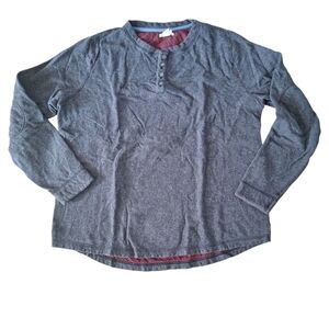 Carbon 2 Cobalt Gray Long Sleeve Henley Shirt 100% Cotton L